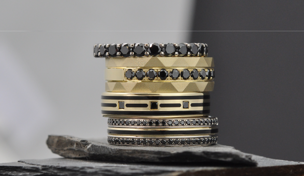 Eclipse herenringen — Ringen voor heren met zwarte diamanten | acredo